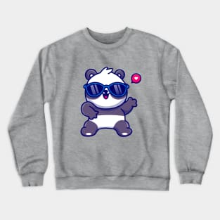 Cute Panda Dance Wearing Glasses Cartoon Crewneck Sweatshirt